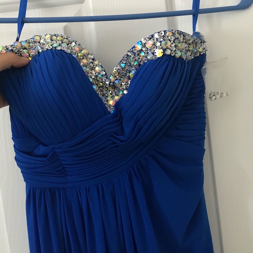 Royal blue strapless dress
